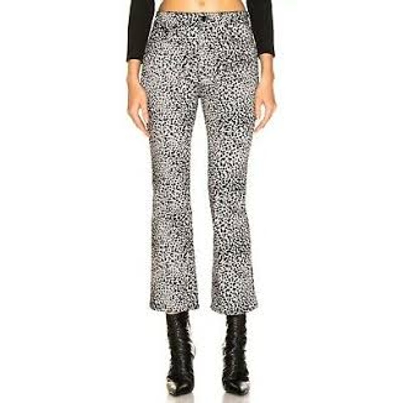 Rag & Bone Hana Cheetah Animal Print Flocked Cropped Bootcut Flare Jeans Euc 28